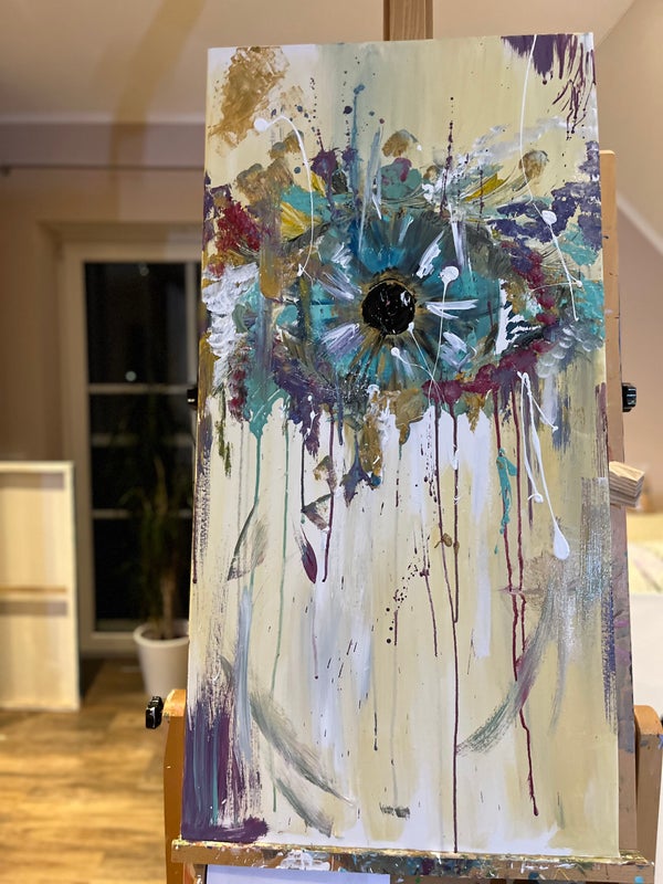 Neues Acryl-Werk mit blauem Zentrum