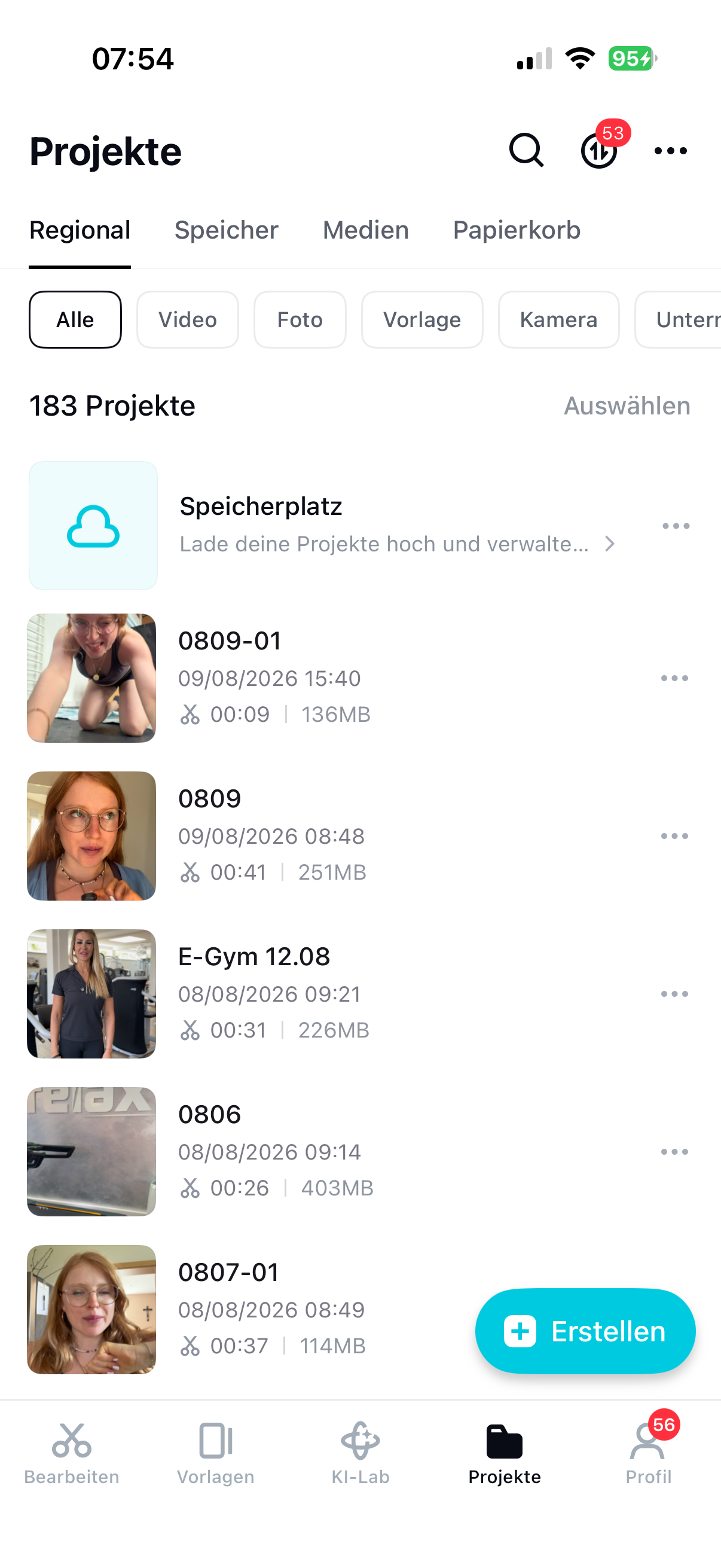 Schnitt-Projekte in CapCut Pro