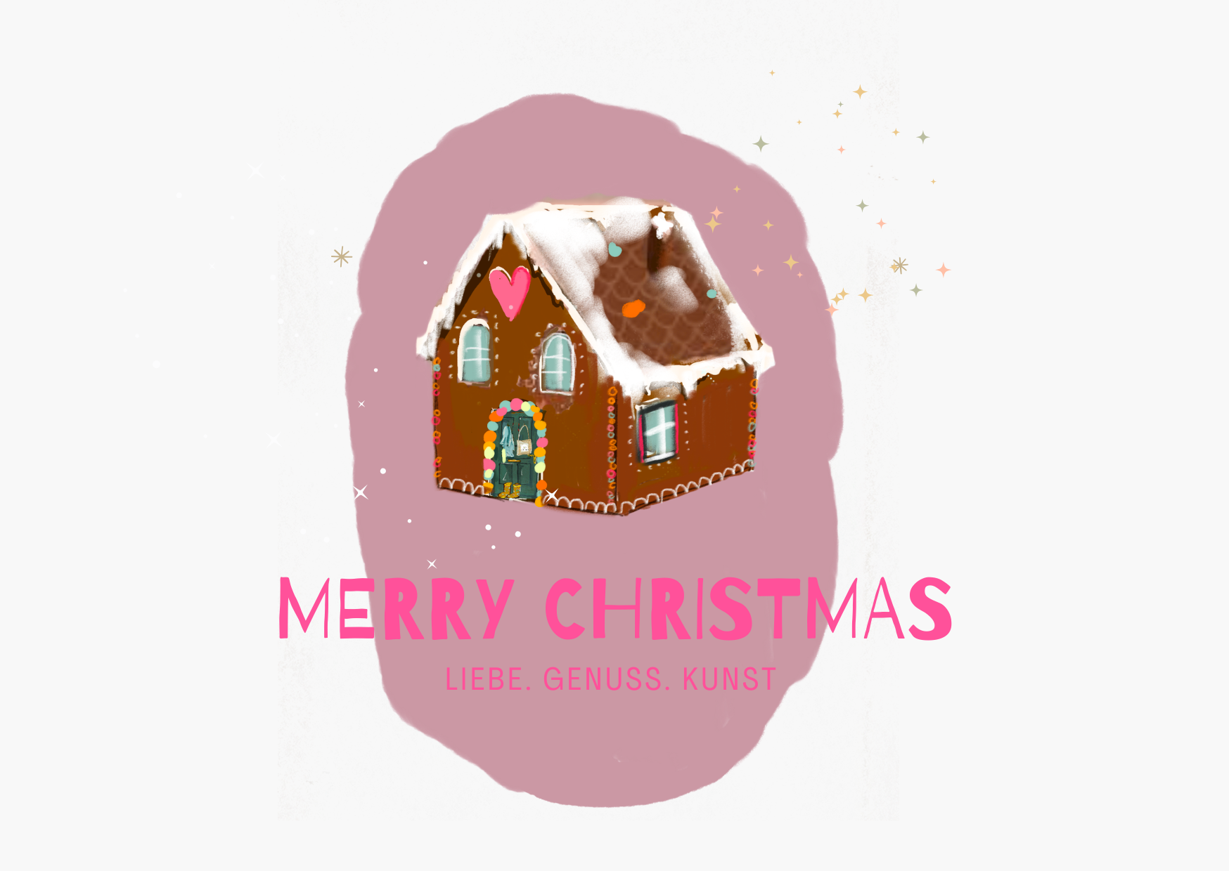 Weihnachtskarte Lebkuchenhaus
